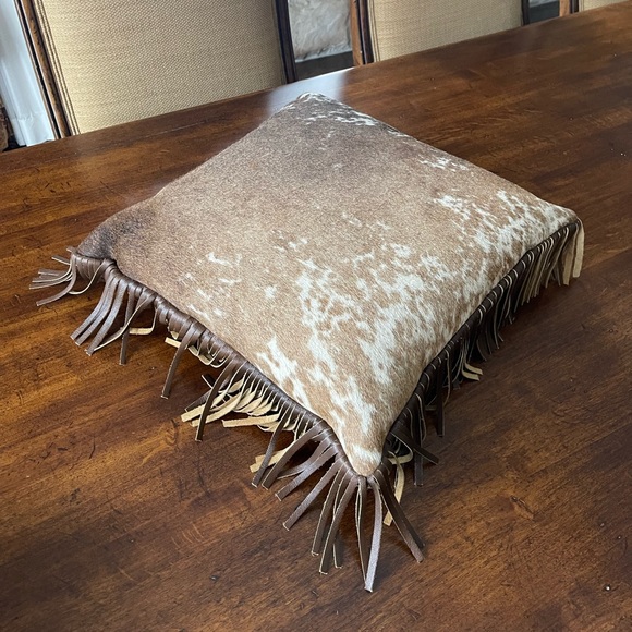 Other - Cow Fur Cushion with leather fringes…Reversible style.